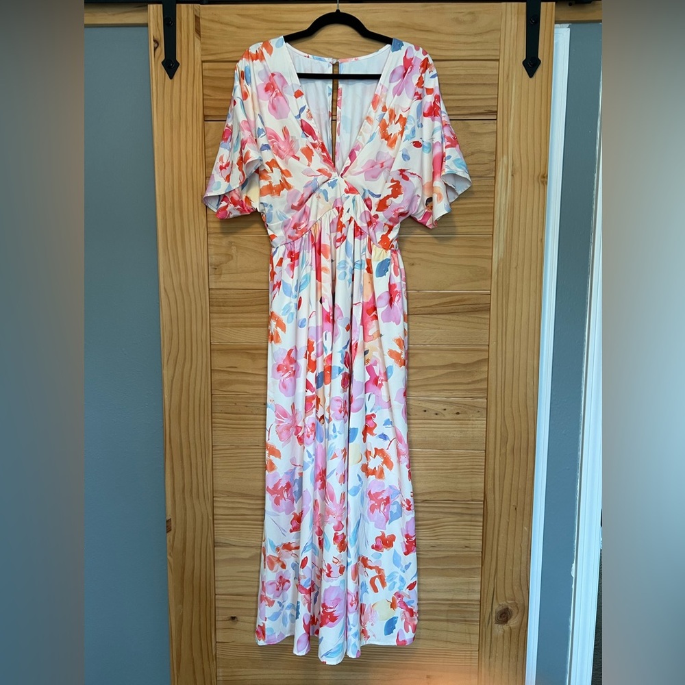 Floral Dress in Pink and Orange
